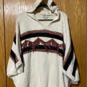 Cozy Cream Hooded Sweater with Fringe Detail